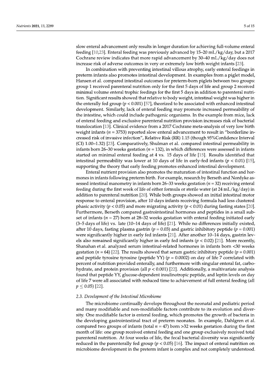 Early Enteral Feeding article, page 5 of 15
